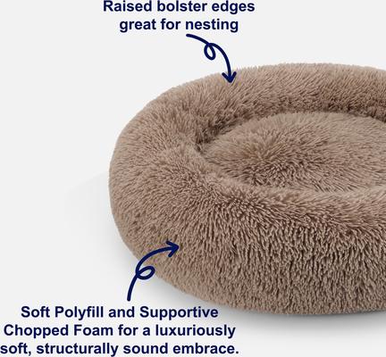 Show full view: JOEJOY Donut Warming Fluffy Plush Round Bolster Dog & Cat Bed with Non-Slip Bottom, Brown, 23-in slide 5 of 9