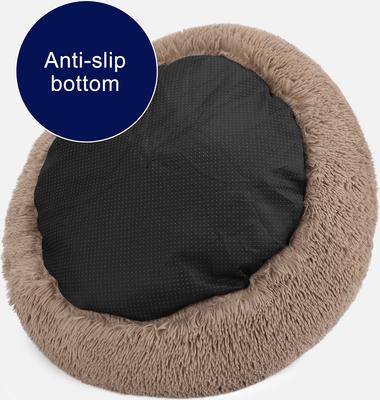Show full view: JOEJOY Donut Warming Fluffy Plush Round Bolster Dog & Cat Bed with Non-Slip Bottom, Brown, 23-in slide 7 of 9