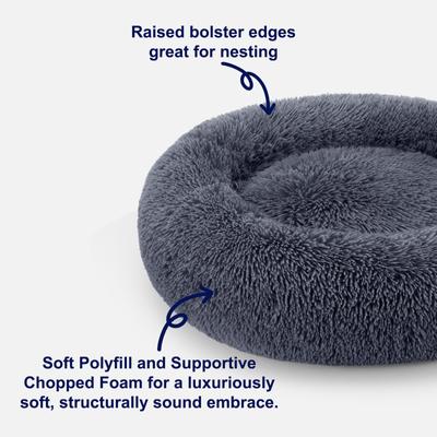 Show full view: JOEJOY Donut Warming Fluffy Plush Round Bolster Dog & Cat Bed with Non-Slip Bottom, Dark Gray, 20-in slide 5 of 9