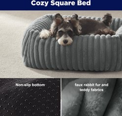JOEJOY Luxury Rabbit Velvet Plush & Supportive Foam Orthopedic Bolster Dog & Cat Bed with Removable Cover, Light Gray, 20-in slide 2 of 8