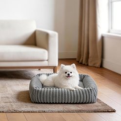 JOEJOY Luxury Rabbit Velvet Plush & Supportive Foam Orthopedic Bolster Dog & Cat Bed with Removable Cover, Light Gray, 20-in