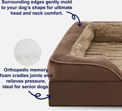 JOEJOY C-Shape Memory Foam Orthopedic Bolster Dog & Cat Bed, Brown, 42-in slide 2 of 9