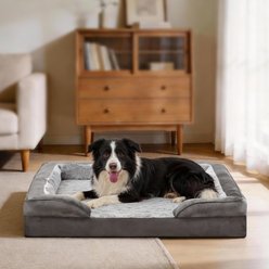 JOEJOY C-Shape Memory Foam Orthopedic Bolster Dog & Cat Bed, Gray, 35-in