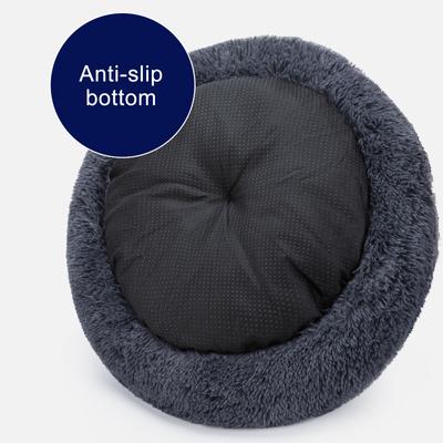 Show full view: JOEJOY Donut Warming Fluffy Plush Round Bolster Dog & Cat Bed with Non-Slip Bottom, Dark Gray, 20-in slide 7 of 9