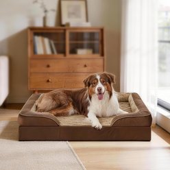 JOEJOY C-Shape Memory Foam Orthopedic Bolster Dog & Cat Bed, Brown, 42-in