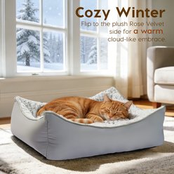 Mora Pets 2-in-1 All-Season Reversible Bolster Dog & Cat Bed, Grey, Small slide 2 of 8