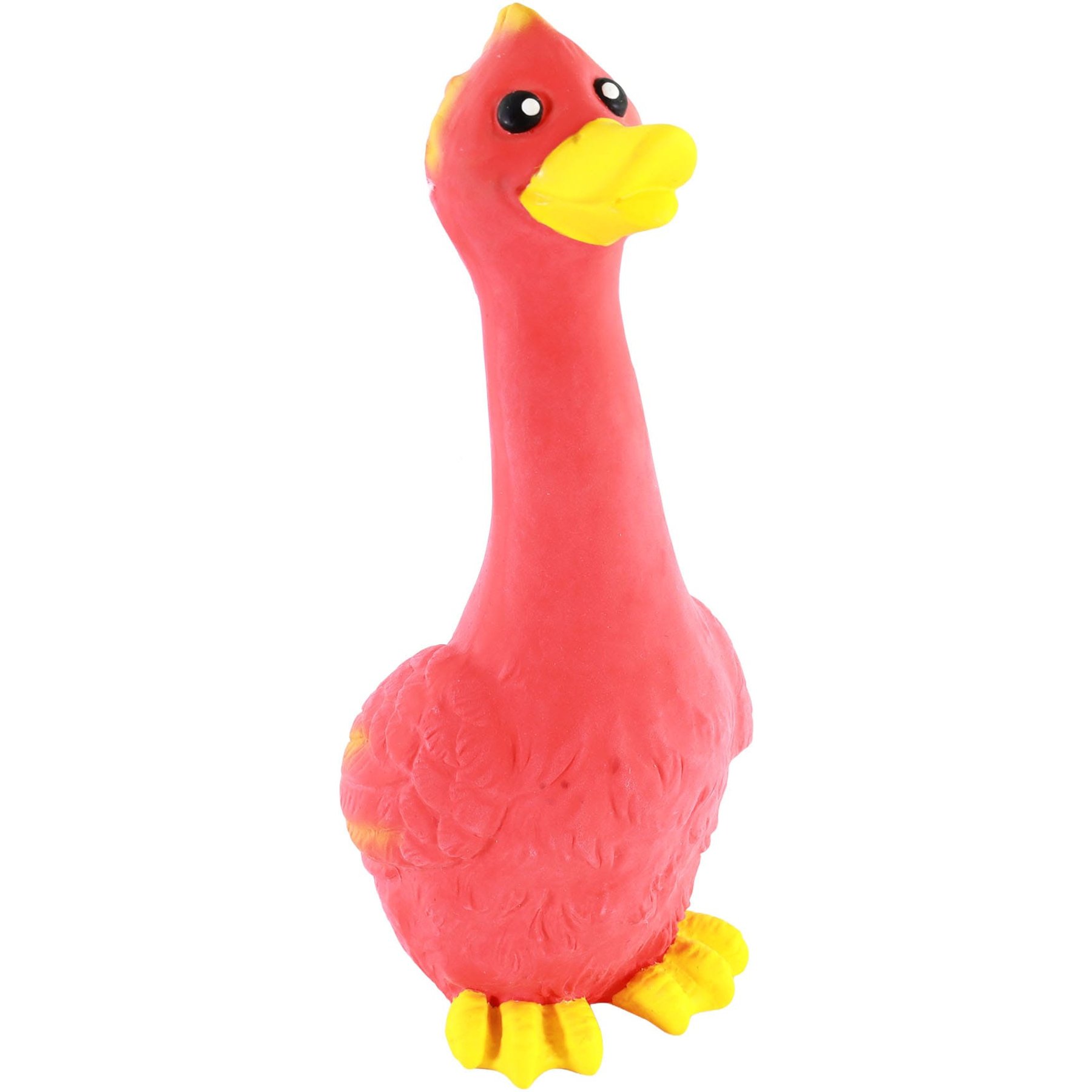 Rascals by Coastal Latex Squeaky Tough Chew Dog Toy, Red Long Neck Duck
