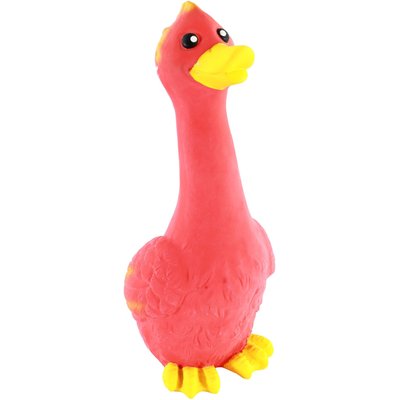 Rascals Rascals by Coastal Latex Squeaky Tough Chew Dog Toy, Red Long Neck Duck