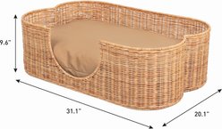 THE LICKER STORE Scallop Tropical Handwoven Rattan Elevated Dog & Cat Sofa Bed, Light Brown, 31 x 20-in slide 2 of 7