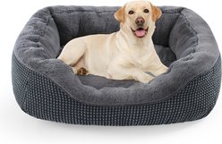 JOEJOY Square Washable Bolster Dog Bed, Grey, Large: 35 x 25 x 9-in slide 1 of 8