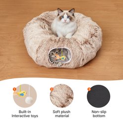 Potaroma Multifunctional Interactive Soft Plush Peekaboo Cat Cave Donut Tunnel Toy with Climbing Holes, Ash Grey slide 2 of 8