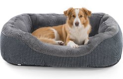 JOEJOY Square Washable Bolster Dog Bed, Grey, Medium: 30 x 24 x 9-in