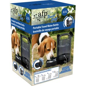 allforpaws Travel Portable Dog Waterer, Black, 10.8 x 6.3 x 7.1-in