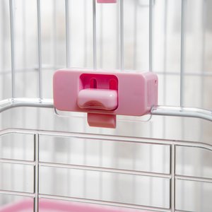 PawHut 2-Level Small Animal Cage with Wheels, Removable Tray, Platform & Ramp, 32 x 20.75 x 26-in, Pink