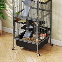 PawHut 45-in 4-Tier Rolling with Slide-Out Tray, Platforms, Hammock Small Animal Cage, Gray, 20.5x 20.5 x 45.3-in slide 2 of 9