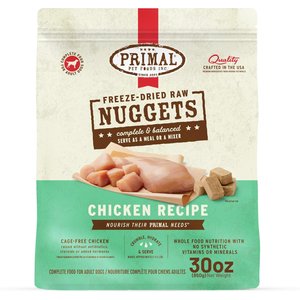 Primal Chicken Formula Nuggets Grain-Free Raw Freeze-Dried Dog Food, 30-oz bag