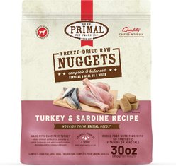Primal Turkey & Sardine Formula Nuggets Grain-Free Raw Freeze-Dried Dog Food, 30-oz bag
