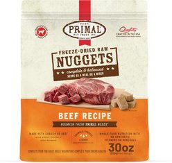 Primal Beef Formula Nuggets Grain-Free Raw Freeze-Dried Dog Food, 30-oz bag