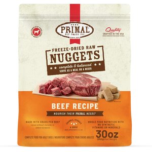 Primal Beef Formula Nuggets Grain-Free Raw Freeze-Dried Dog Food, 30-oz bag