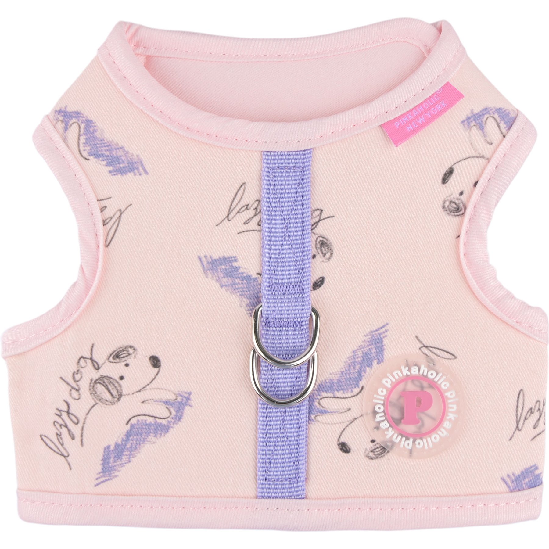 Pinkaholic New York Kiki Jacket Cute Dog Pattern No-Pull Dog Harness, Light Pink, Large: 16-in chest
