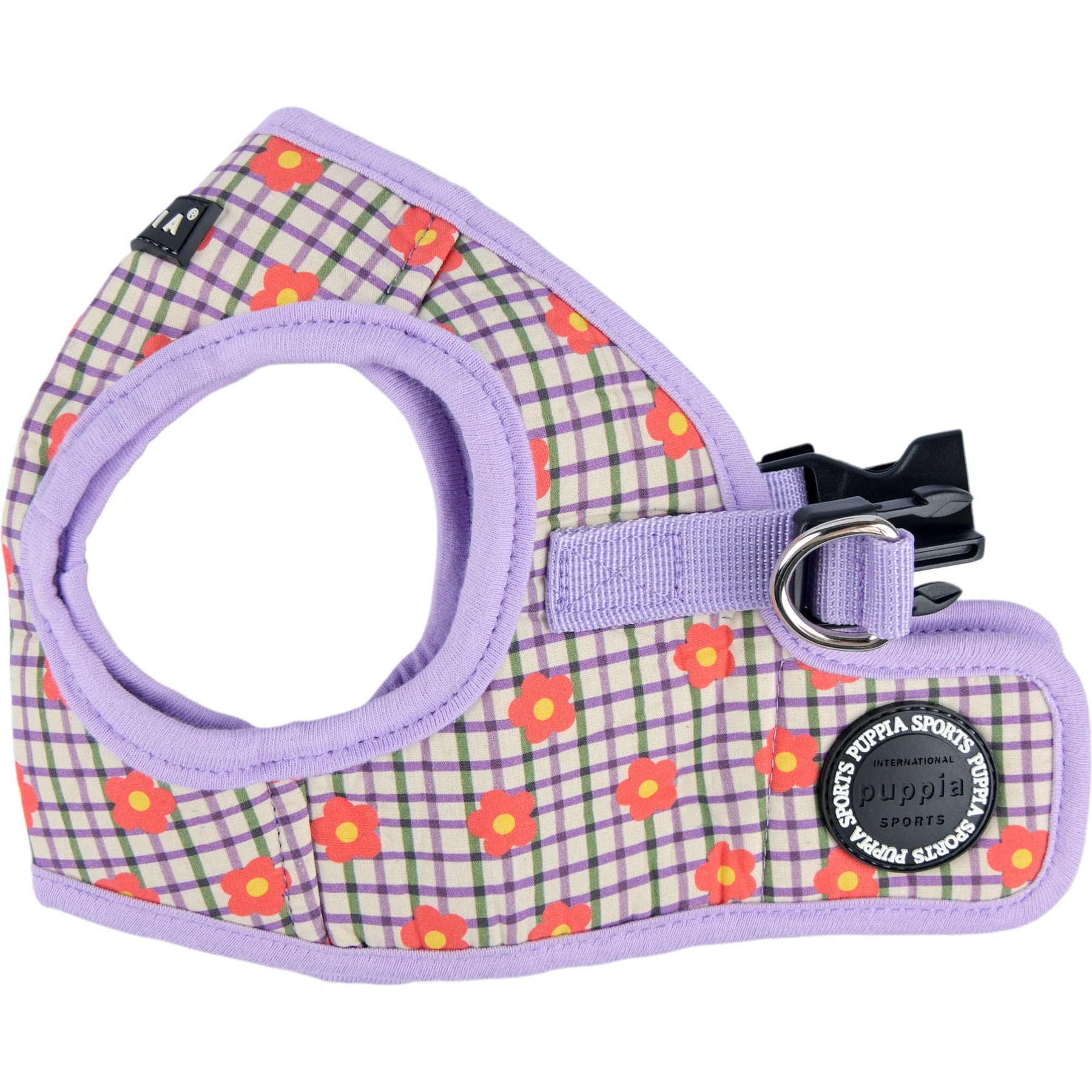 Puppia Westley Flower Pattern Step-In No-Pull Dog Harness, Violet, Large: 16.3-in chest