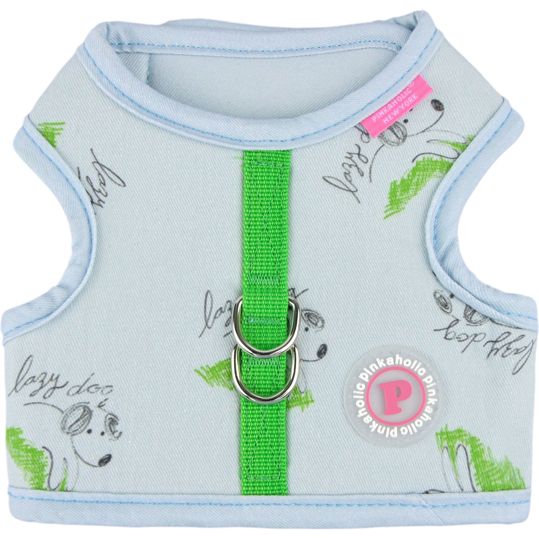 Pinkaholic New York Kiki Jacket Cute Dog Pattern No-Pull Dog Harness, Light Blue, Large: 16-in chest