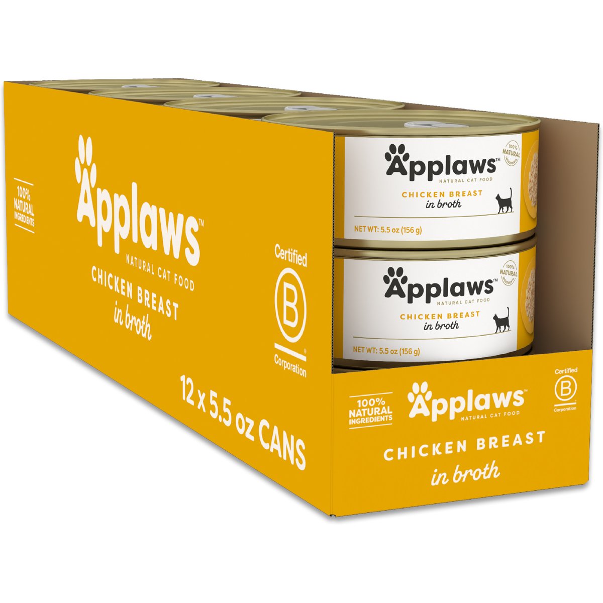 Applaws Natural Chicken Breast in Broth Canned Wet Cat Food, 5.5-oz, case of 12