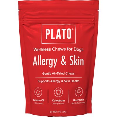 Plato Plato Skin & Coat Jerky Supplement for Dogs, 120 count
