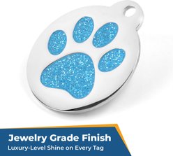 GoTags Personalized Glitter Paw Round Polished Stainless Steel Dog & Cat ID Tag, Golden, Small slide 2 of 7