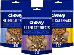 Variety Pack - Chewy Made Filled Crunchy Cat Treats, Catnip Flavor, Chicken Flavor, & Tuna Flavor (FORMERLY TINY TIGER)