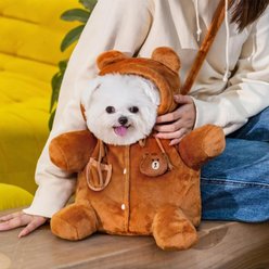 NonoPets Bear-Shaped Plush Dog & Cat Sling Carrier, Small