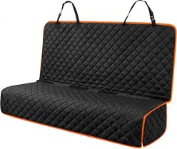 NonoPets Heavy-Duty Multi-Layer Waterproof Dog & Cat Rear Seat Protector, Black/Orange