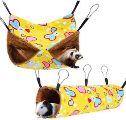 NonoPets Small Pet Hammock & Tunnel Set, Yellow