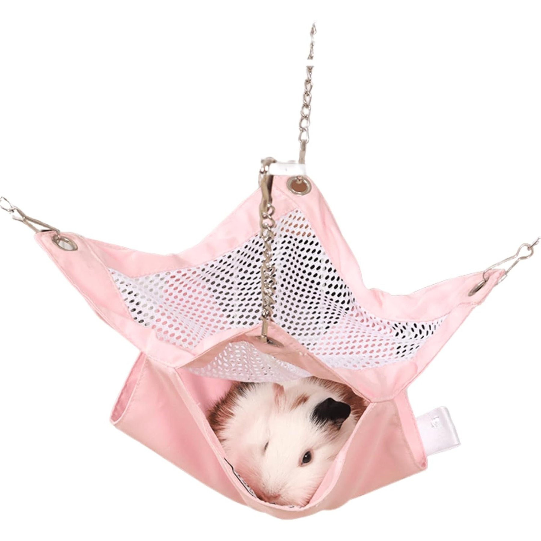 NonoPets Double-Layer Breathable Mesh Hanging Hammock Hideout for Hamsters Gerbils Mice Guinea Pigs & Small Animals, Pink, Medium
