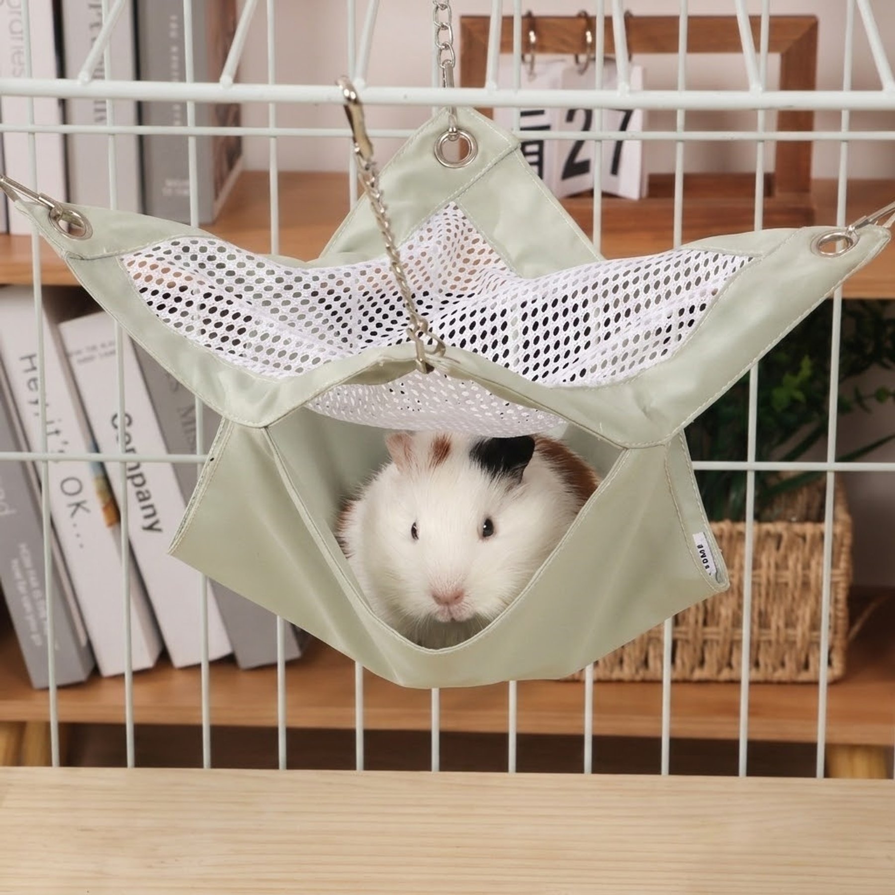 NonoPets Double-Layer Breathable Mesh Hanging Hammock Hideout for Hamsters Gerbils Mice Guinea Pigs & Small Animals, Green, Medium