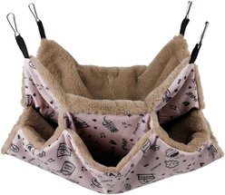 NonoPets Three-Story Plush Small Pet Hammock, Pink