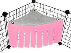 NonoPets Corner Fleece Forest Hideout Small Pet Hammock & Privacy Tent, Pink