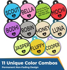 GoTags Round Shaped Personalized Engraved Silicone No Noise Dog & Cat ID Tag, Pistachio slide 2 of 5