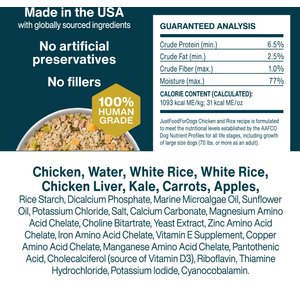 JustFoodForDogs Pantry Fresh Chicken & White Rice Fresh Dog Food, 12.5-oz pouch, case of 12