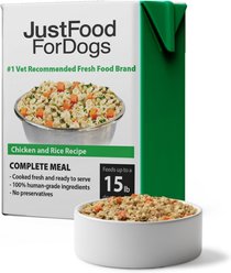 JustFoodForDogs Pantry Fresh Chicken & White Rice Fresh Dog Food, 12.5-oz pouch, case of 12