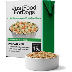 JustFoodForDogs Pantry Fresh Chicken & White Rice Fresh Dog Food, 12.5-oz pouch, case of 12