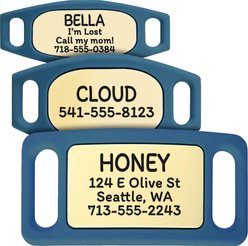 GoTags Personalized Engraved Silicone Slide On No Noise Dog & Cat ID Tag, Drift Glass, Small