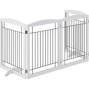 Yaheetech 4-Panel Metal Dog Gate Dog Exercise Playpen, 32-in H, White