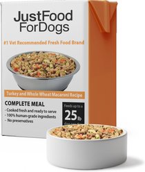 JustFoodForDogs Pantry Fresh Turkey & Whole Wheat Macaroni Fresh Dog Food, 12.5-oz bag, case of 6