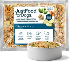 JustFoodForDogs Veterinary Diet Hepatic Support Low Fat Frozen Human-Grade Fresh Dog Food, 18-oz pouch, case of 7