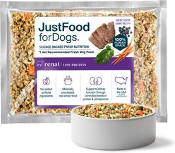 JustFoodForDogs Veterinary Diet Renal Support Low Protein Frozen Human-Grade Fresh Dog Food, 18-oz pouch, case of 7