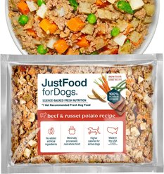 JustFoodForDogs Beef & Russet Potato Recipe Frozen Human-Grade Fresh Dog Food, 18-oz pouch, case of 7