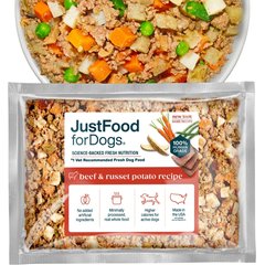 JustFoodForDogs Beef & Russet Potato Recipe Frozen Human-Grade Fresh Dog Food, 18-oz pouch, case of 7
