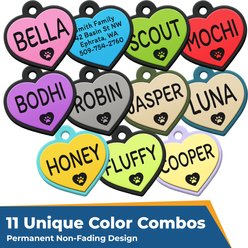 GoTags Heart Shaped Personalized Engraved Silicone No Noise Dog & Cat ID Tag, Drift Glass slide 2 of 5