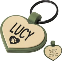 GoTags Heart Shaped Personalized Engraved Silicone No Noise Dog & Cat ID Tag, Pistachio